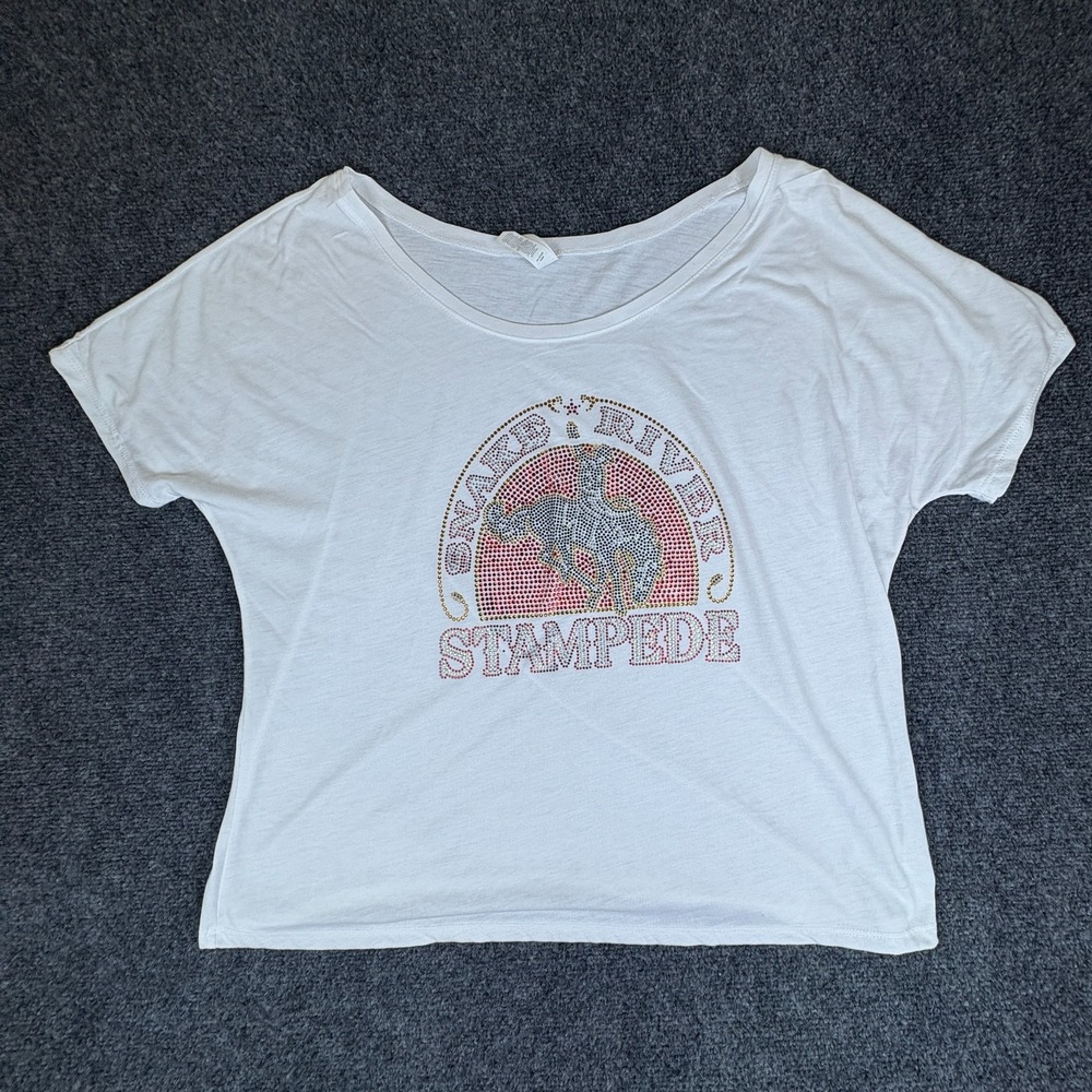 Bella + Canvas Flowy Collection Snake River Stampede T-Shirt Womens Large White